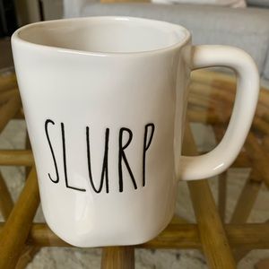 Rae Dunn Slurp Mug, Off white and black, Fun Mug